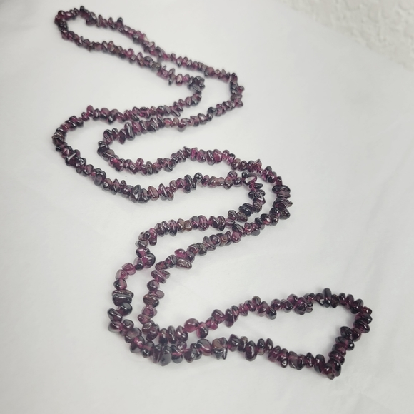 * 32” beaded Natural Garnet Nugget Necklace Strands Gemstone pullover - Picture 4 of 8